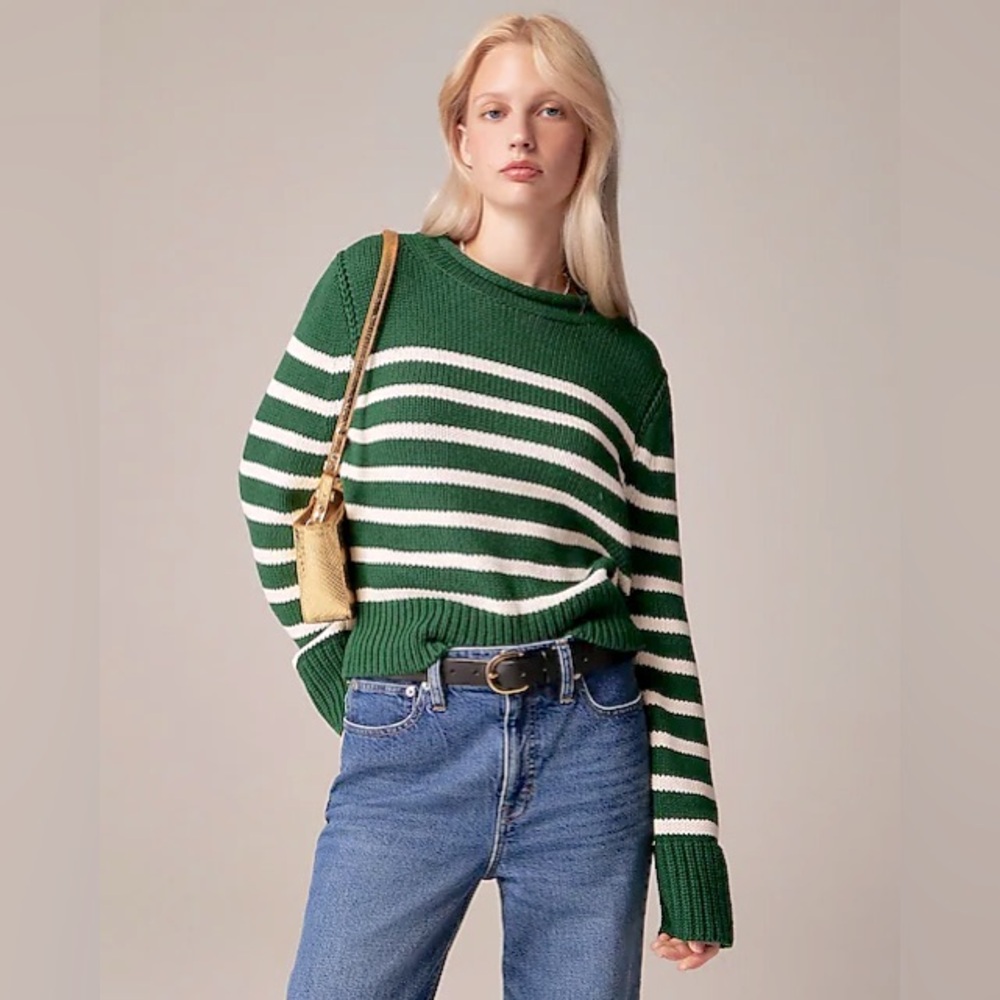 J.CREW Heritage cotton Rollneck Sweater in Stripe